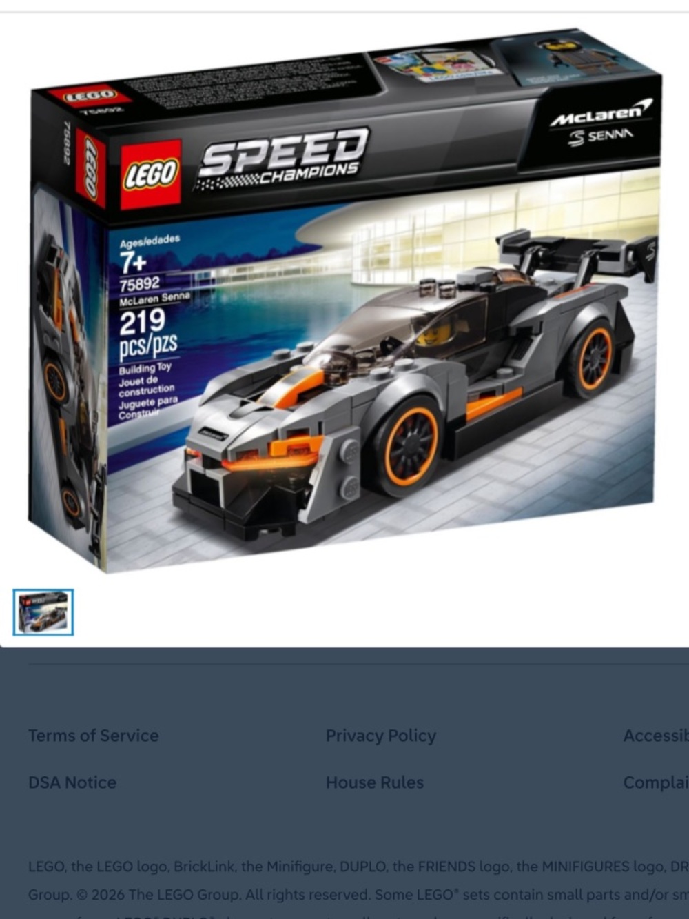 Lego Speed Champions Set 75892 McLaren Senna